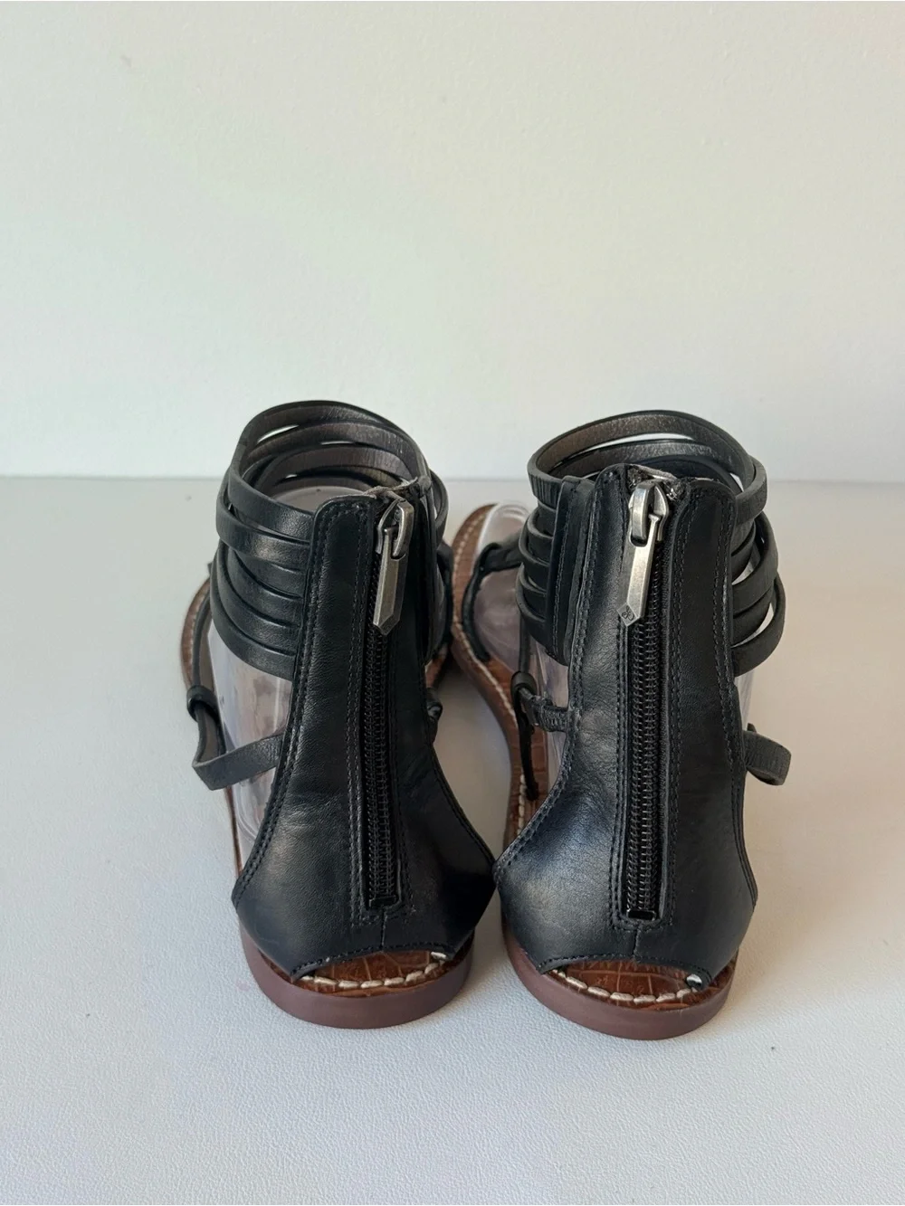 Sam Edelman Black Leather Ginette Gladiator Sandals Ankle Wrap Boho Festival - Picture 6 of 12